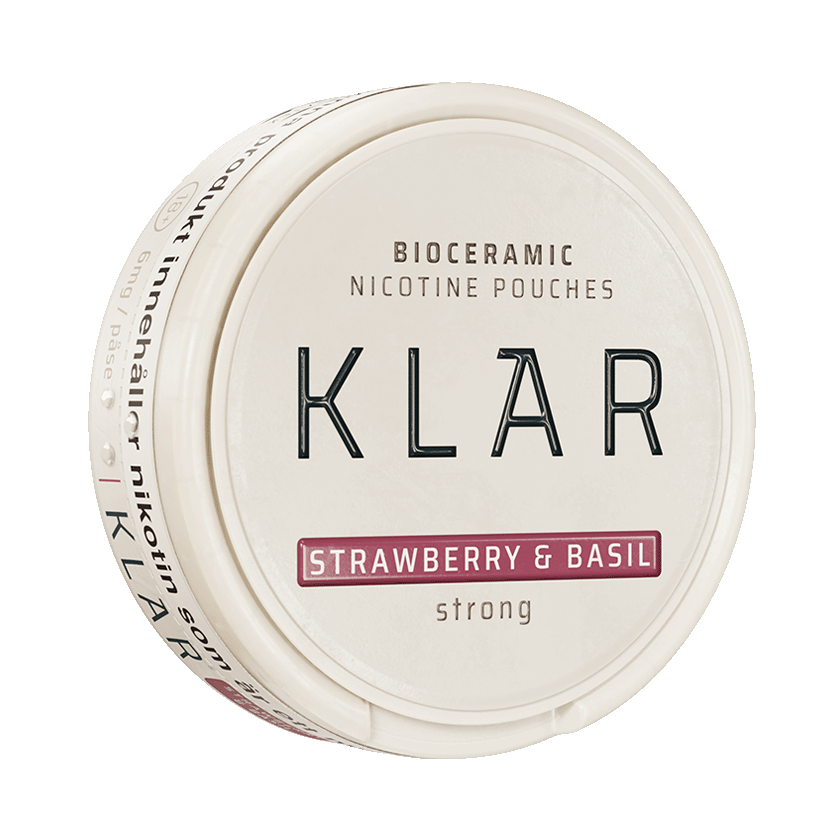 KLAR Strawberry & Basil Strong Mini 6mg, 5-pakke med nikotinposer