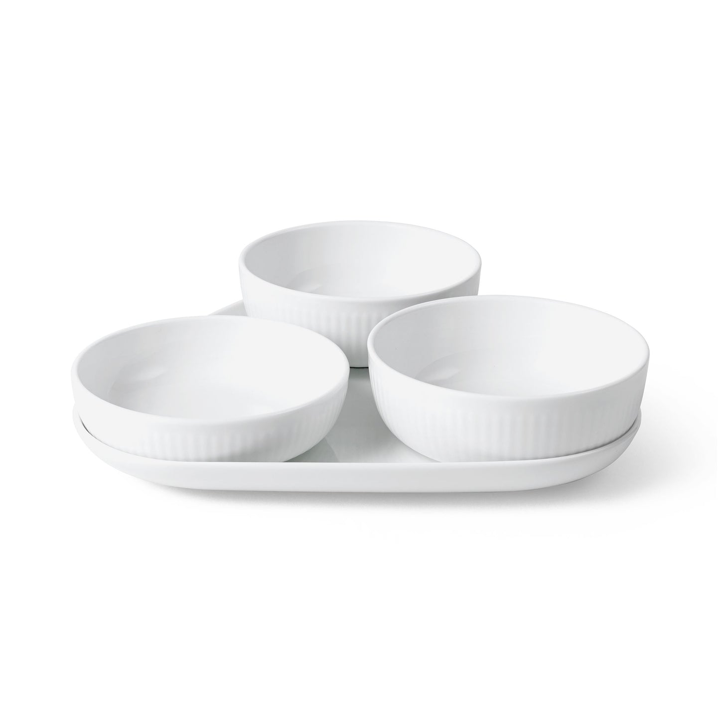 Hvit Riflet serveringssett, 24.5 cm, 4 stk