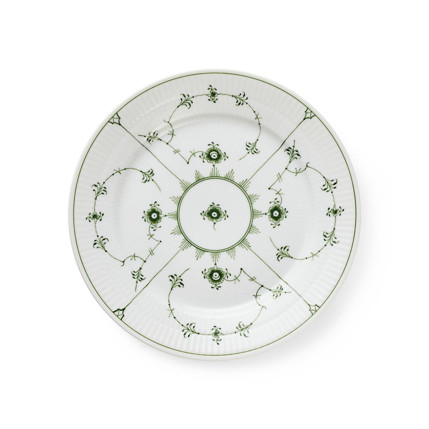 Grønn Riflet tallerken, 22 cm