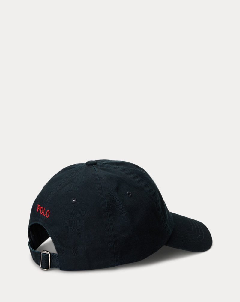 Ikonisk bomulls‑chino baseballcaps – Polo svart/rød – produktbilde
