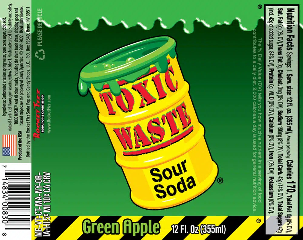 Toxic Waste Soda Green 24 x 33 cl storpakke
