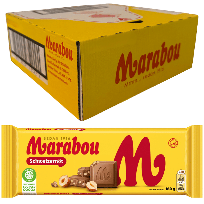 Marabou Sveitsisk nøtt 15 X 160 G 15 x 160.0 g storpakke