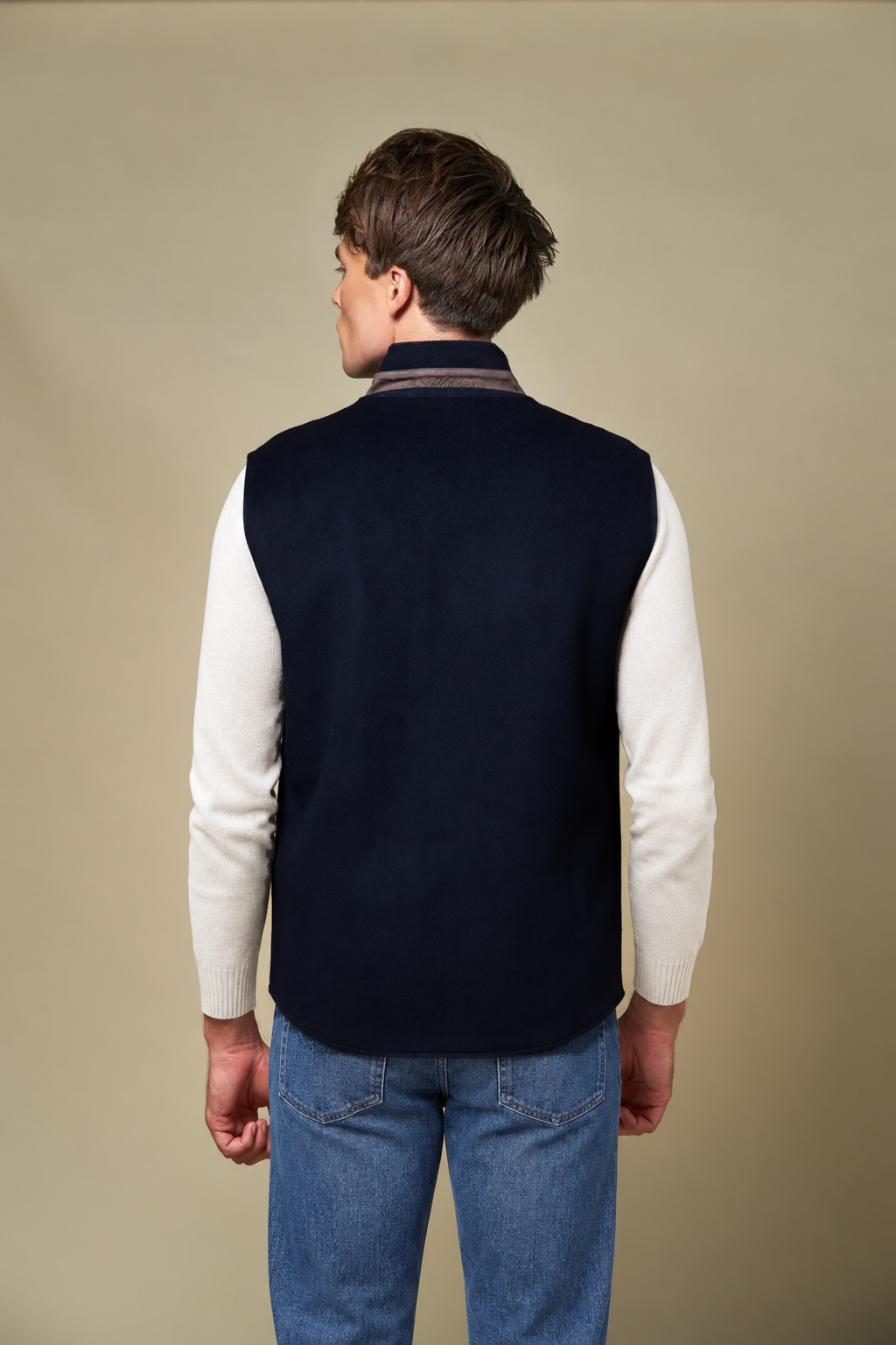 Reversible Wool Gilet | Navy/Grey – detaljbilde 3