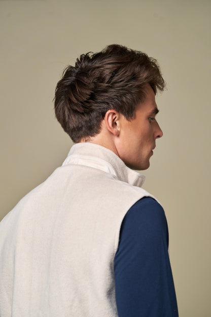 Reversible Wool Gilet | Beige/Navy – detaljbilde 4