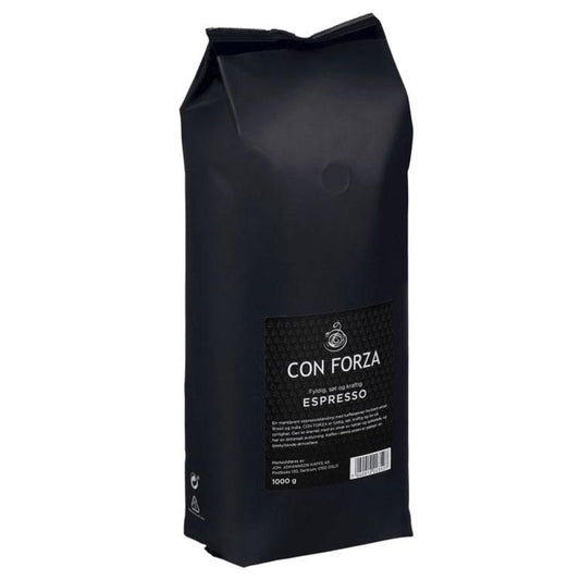 Con forza 1kg espresso mørk hele bønner. – produktbilde 1