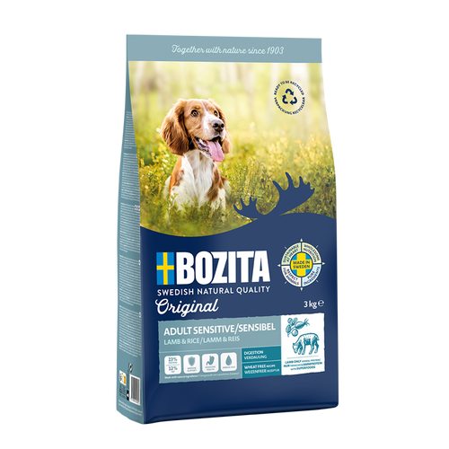 Bozita Robur Adult Sensitive 12 kg – ren produktbild av originalforpakningen